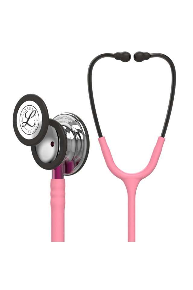 Stetoskop 3M Littmann, puderno roza s črno, Classic III, zdravniški v uniformi
