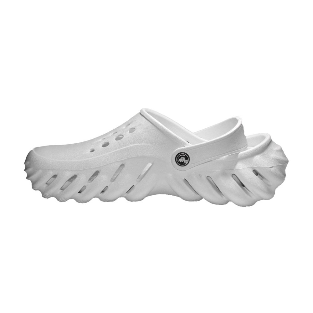 Profesionalni medicinski cokle, bele barve, iz pene EVA, tip Crocs - moški model, z našitimi detajli