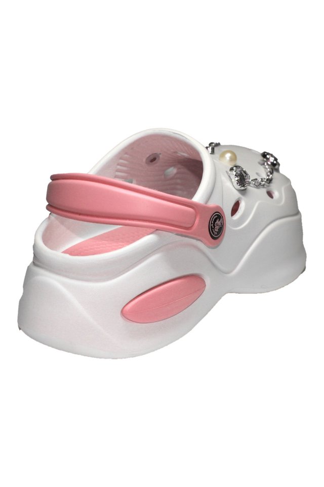 Beli in roza medicinski cokli za ženske - Cokli z našitimi detajli