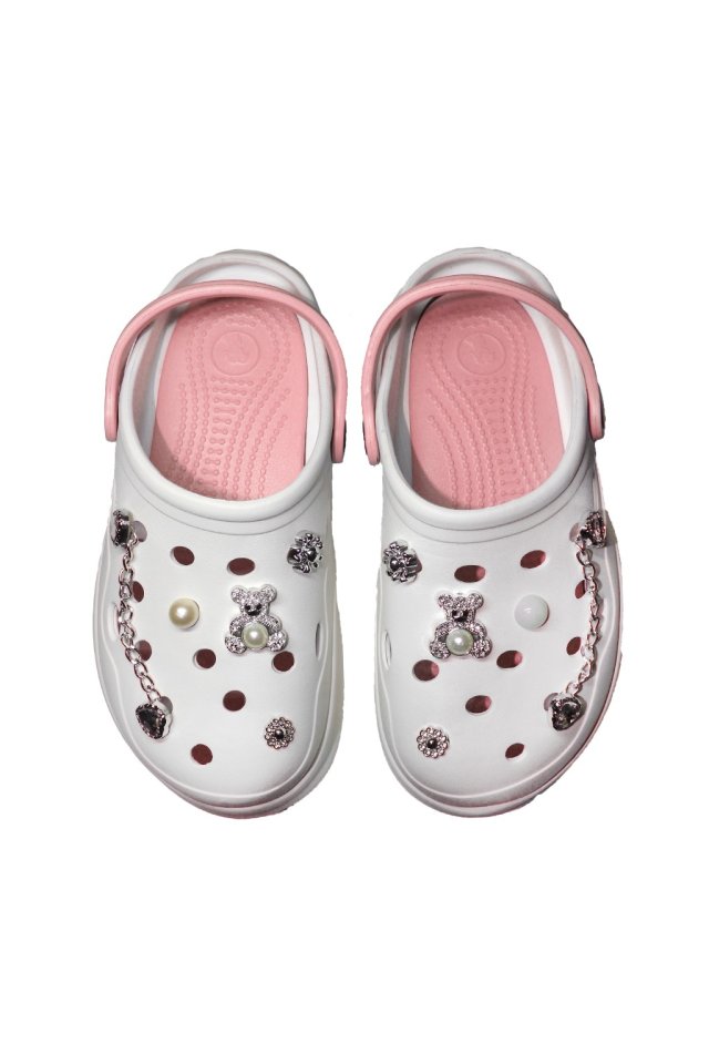 Beli in roza medicinski cokli za ženske - Cokli z našitimi detajli