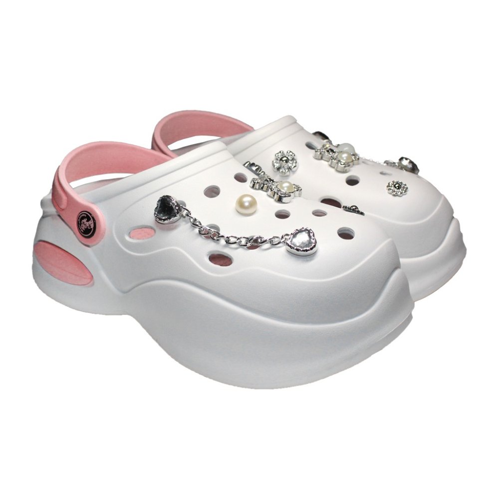 Beli in roza medicinski cokli za ženske - Cokli z našitimi detajli