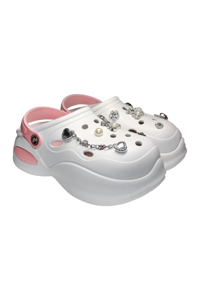 Beli in roza medicinski cokli za ženske - Cokli z našitimi detajli