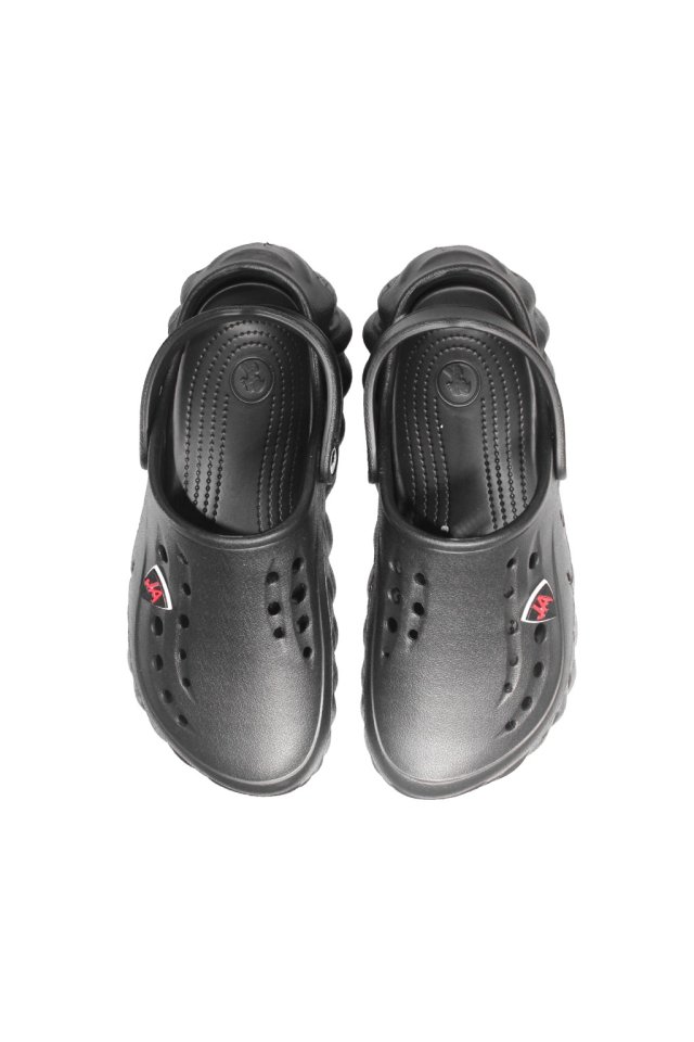 Profesionalni medicinski cokli, črni, iz EVA pene, tip Crocs - moški model, z našitimi detajli