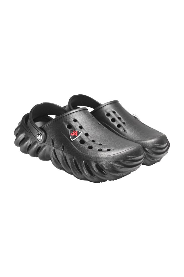 Profesionalni medicinski cokli, črni, iz EVA pene, tip Crocs - moški model, z našitimi detajli