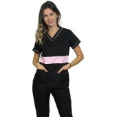Črna medicinska obleka bledo roza, model Sofia..