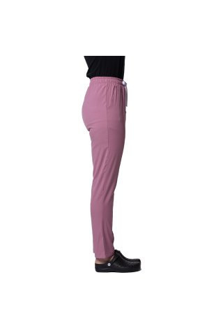 Rožnate medicinske stretch hlače z vrvico na elastiko