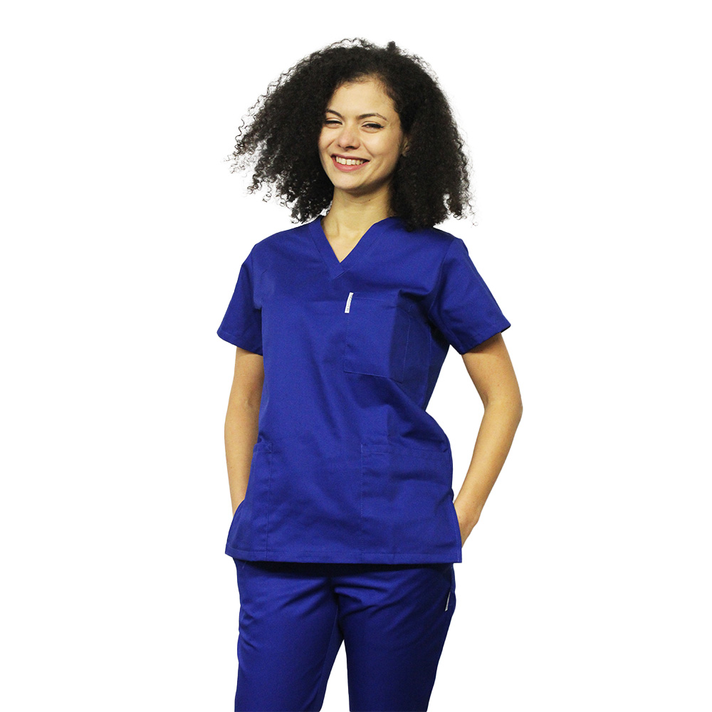 Modra medicsina obleka s sidrom v šorvi črve V in three žepi installations