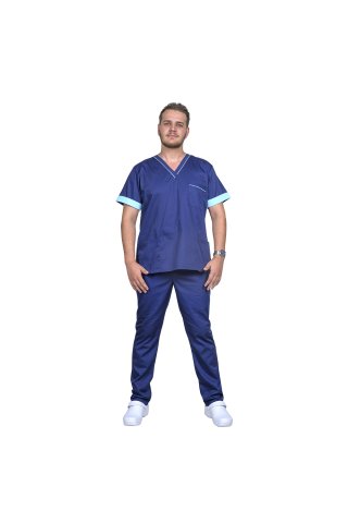 Moška medicinska obleka, temno modra z meto, model Amuliu