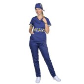 Mornarsko modra medicinska obleka DUO Donkey, s sidrno obleko v elastične hlače..
