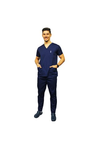 Mornarsko modra moška medicinska obleka uniseks