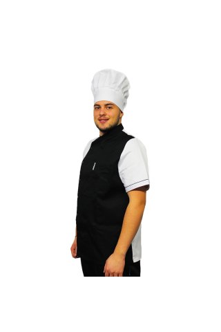 Črna kuharska-slaščičarska kapa, unisex, univerzalna velikost, z zapenjanjem tipa jež