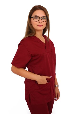Zdravniška obleka z ukrivljeno zadrgo z dvema žepoma
