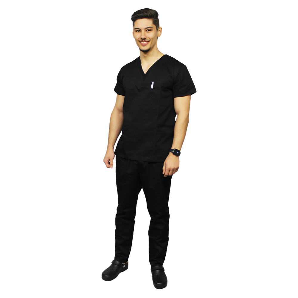 Črna moška medicinska obleka, model unisex Črna moška medicinska obleka, model unisex