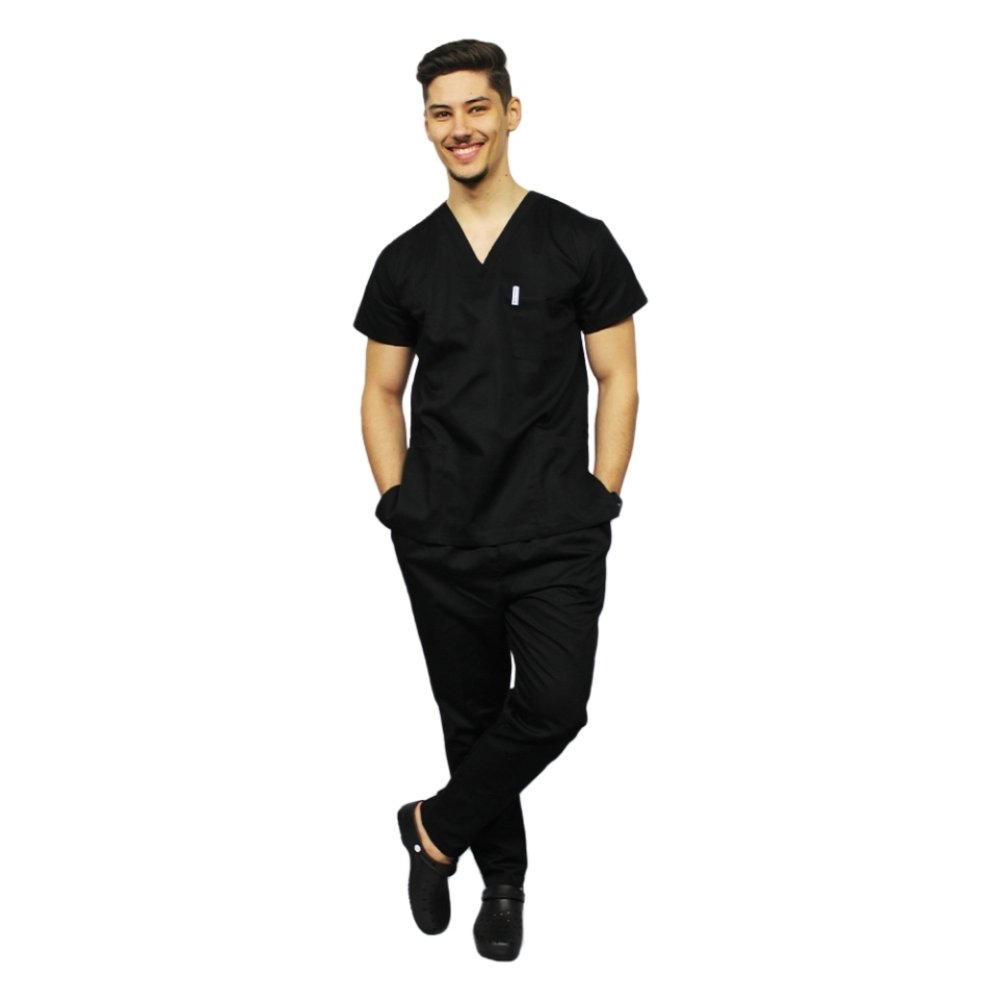 Črna moška medicinska obleka, model unisex