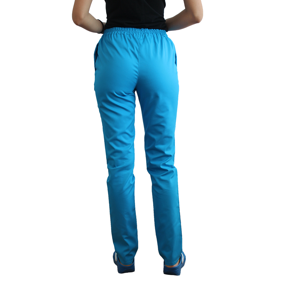 Turkizne medicinske hlače z elastiko in dvema stranskima žepoma