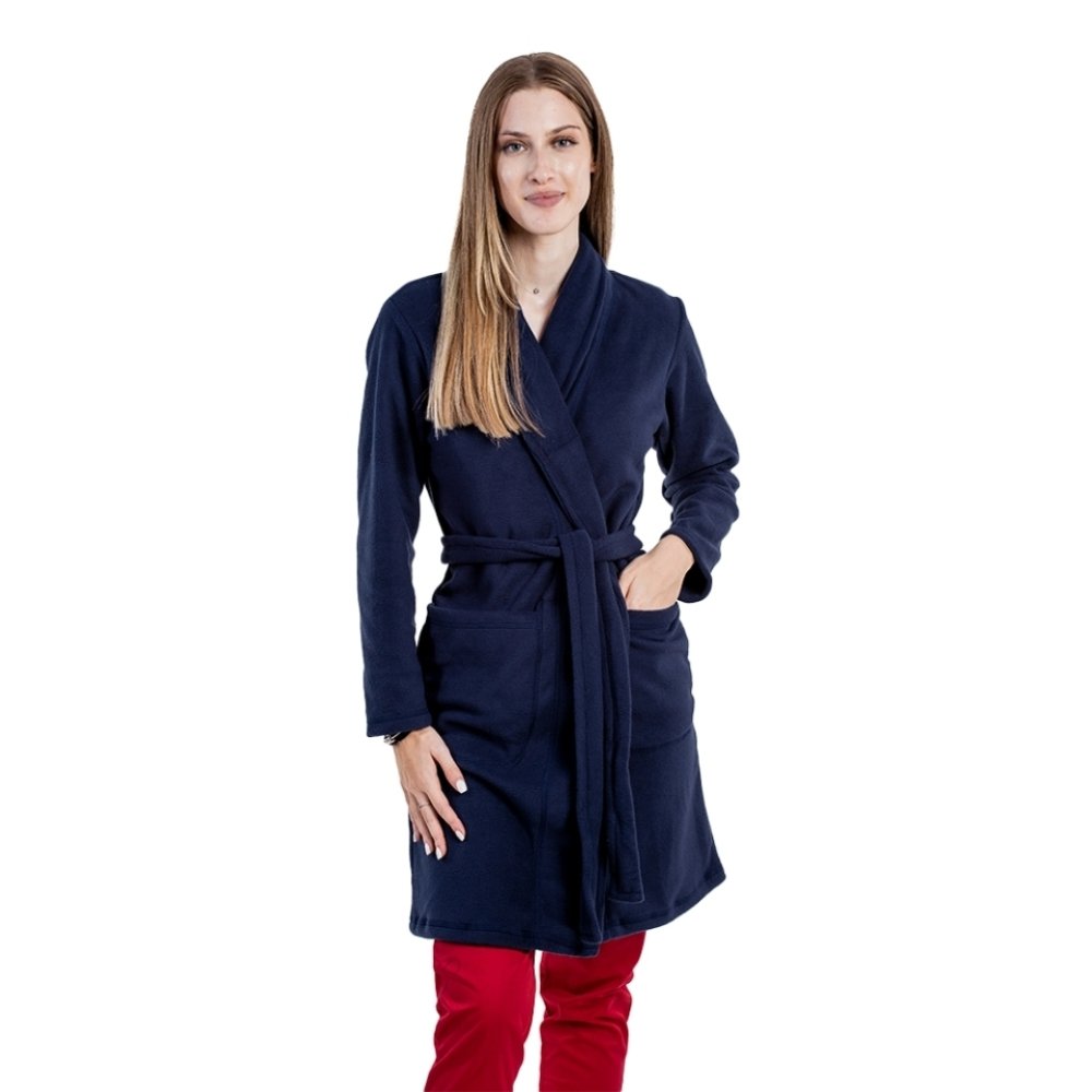 Mornarsko modra halja iz flisa z dvema žepoma in vrvico