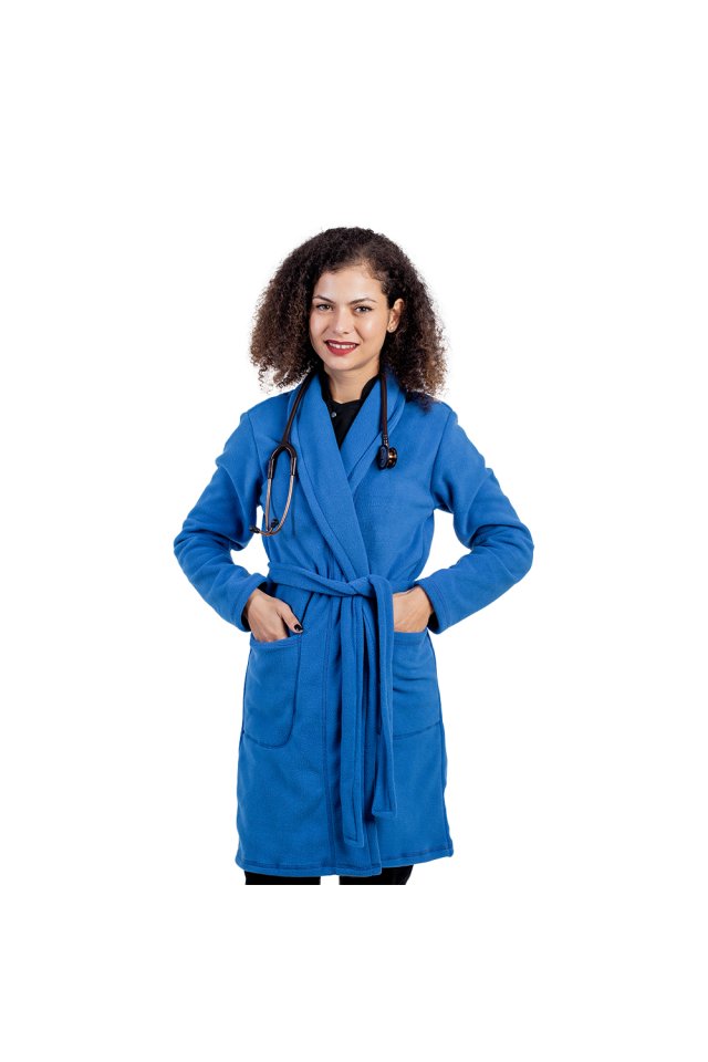 Modra polarna halja z dvema žepoma in vrvico