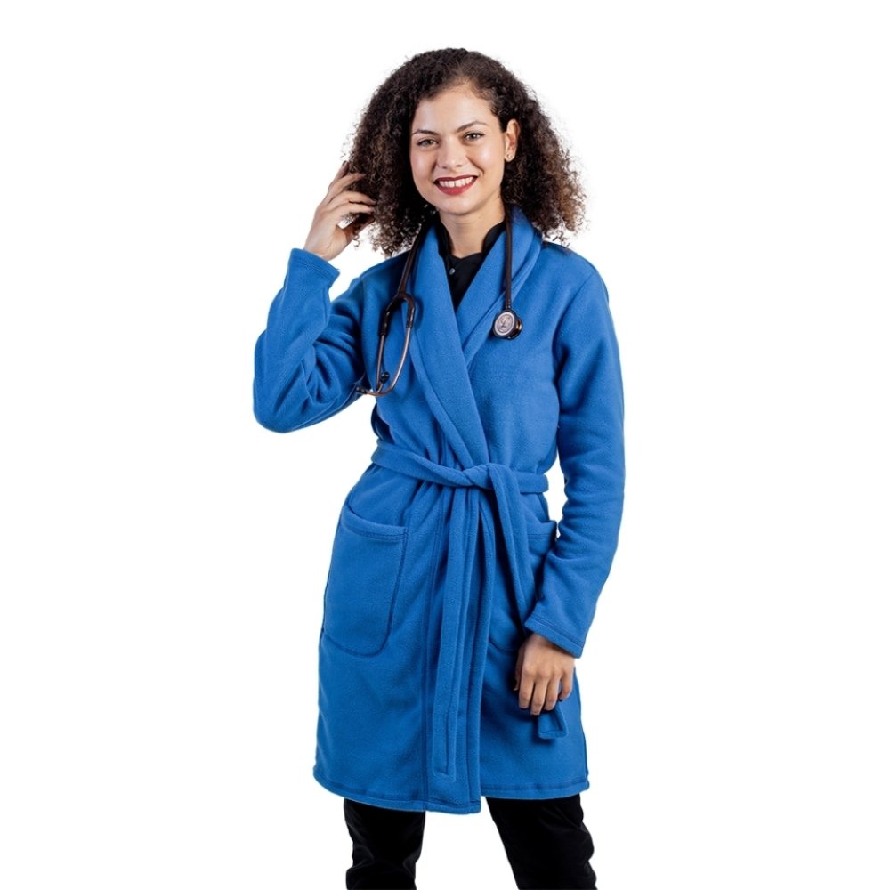 Modra polarna halja z dvema žepoma in vrvico