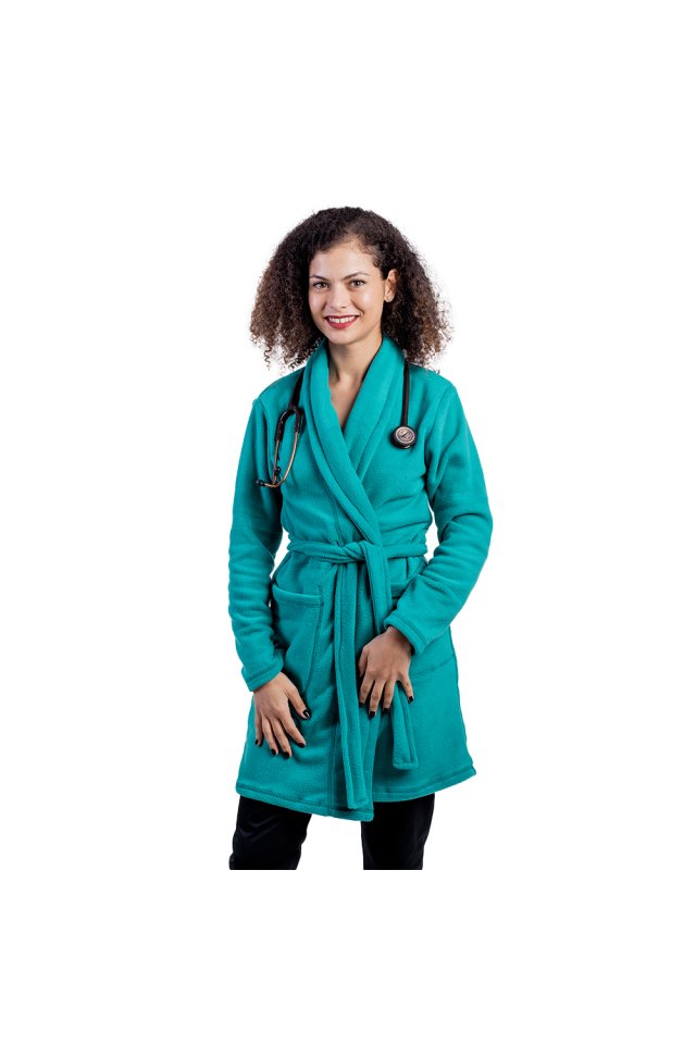 Halja iz lakiranega flisa z dvema našitima žepoma in vrvico