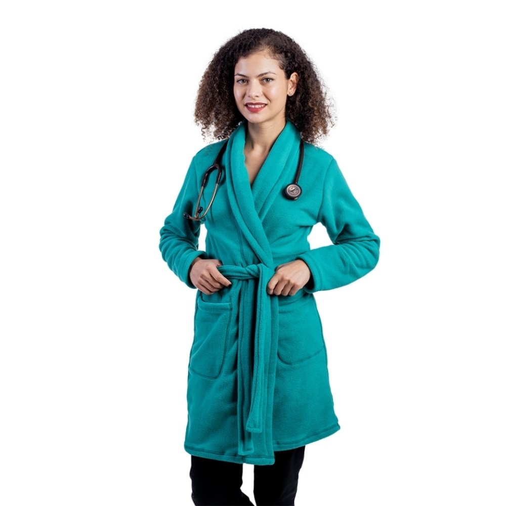 Halja iz lakiranega flisa z dvema našitima žepoma in vrvico