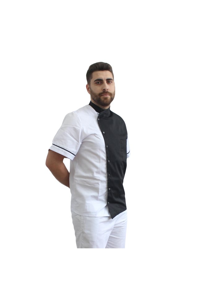 Kuharska uniforma v obliki bele in črne tunike