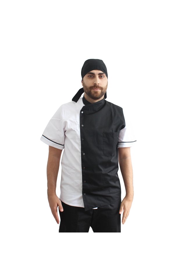 Kuharska uniforma v obliki bele in črne tunike