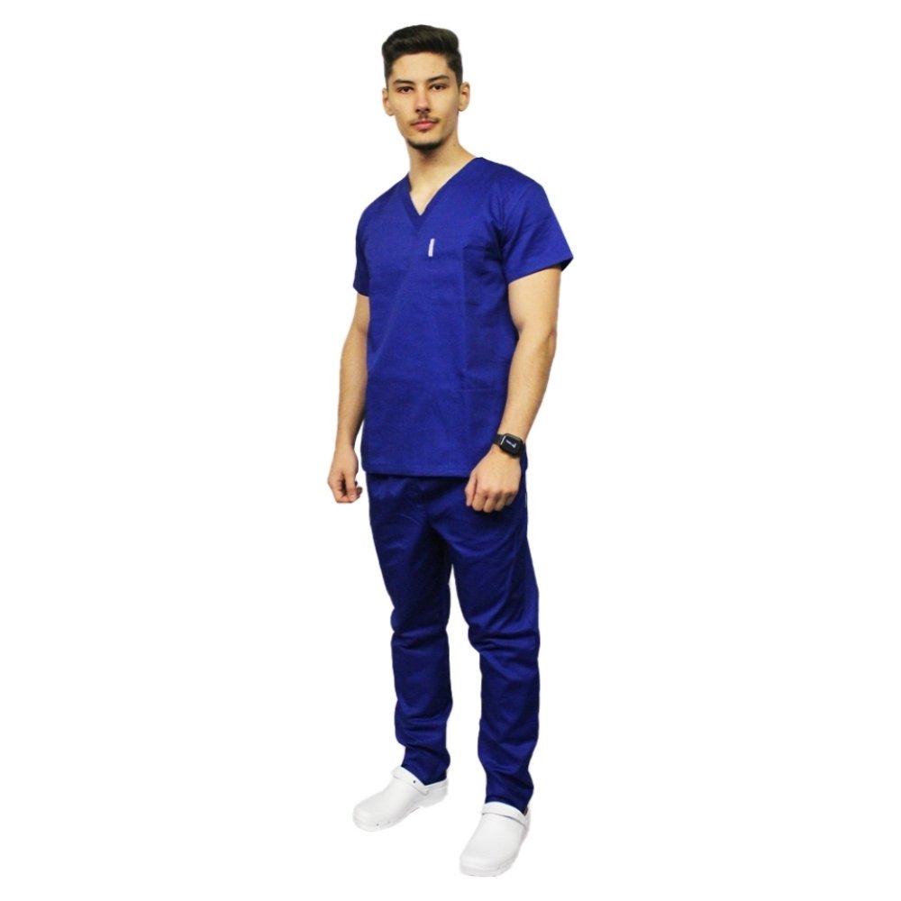 Modra unisex medicinska obleka za moške