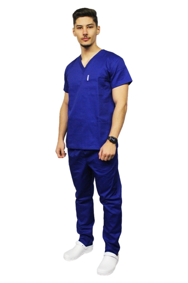 Modra unisex medicinska obleka za moške