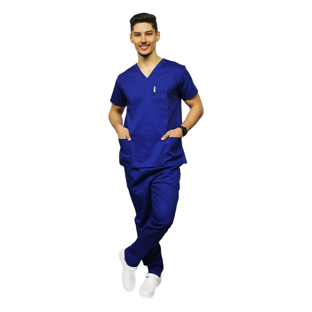 Modra unisex medicinska obleka za moške