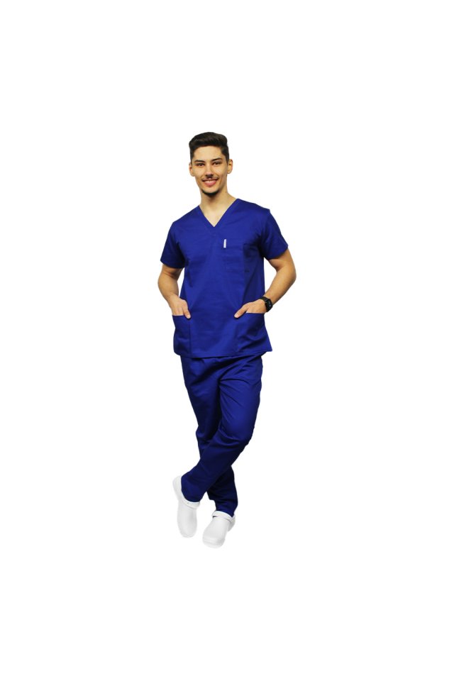 Modra unisex medicinska obleka za moške