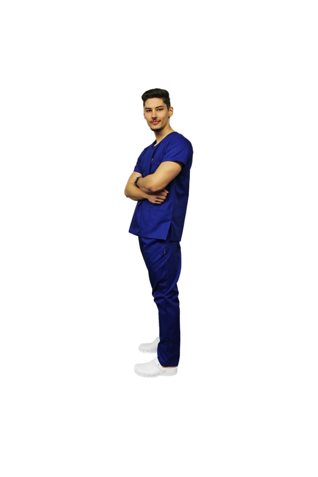 Modra unisex medicinska obleka za moške
