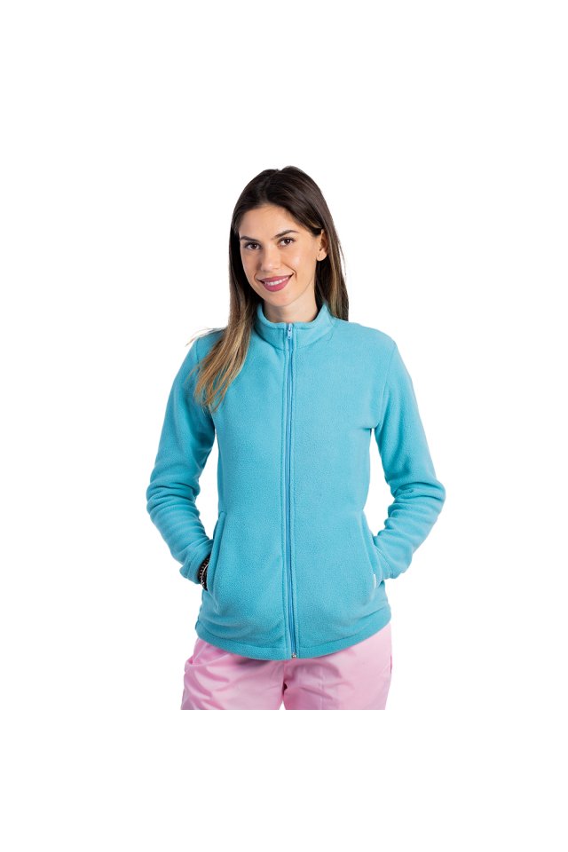 Turkizna medicinska jakna iz flisa z dvema žepoma