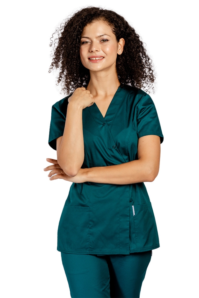 Tuborg zelena medicinska obleka, kimono bluza in zelene hlače z elastiko