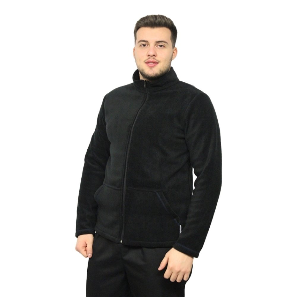 Črna polar medicinska jakna, uniseks, z dvema žepoma