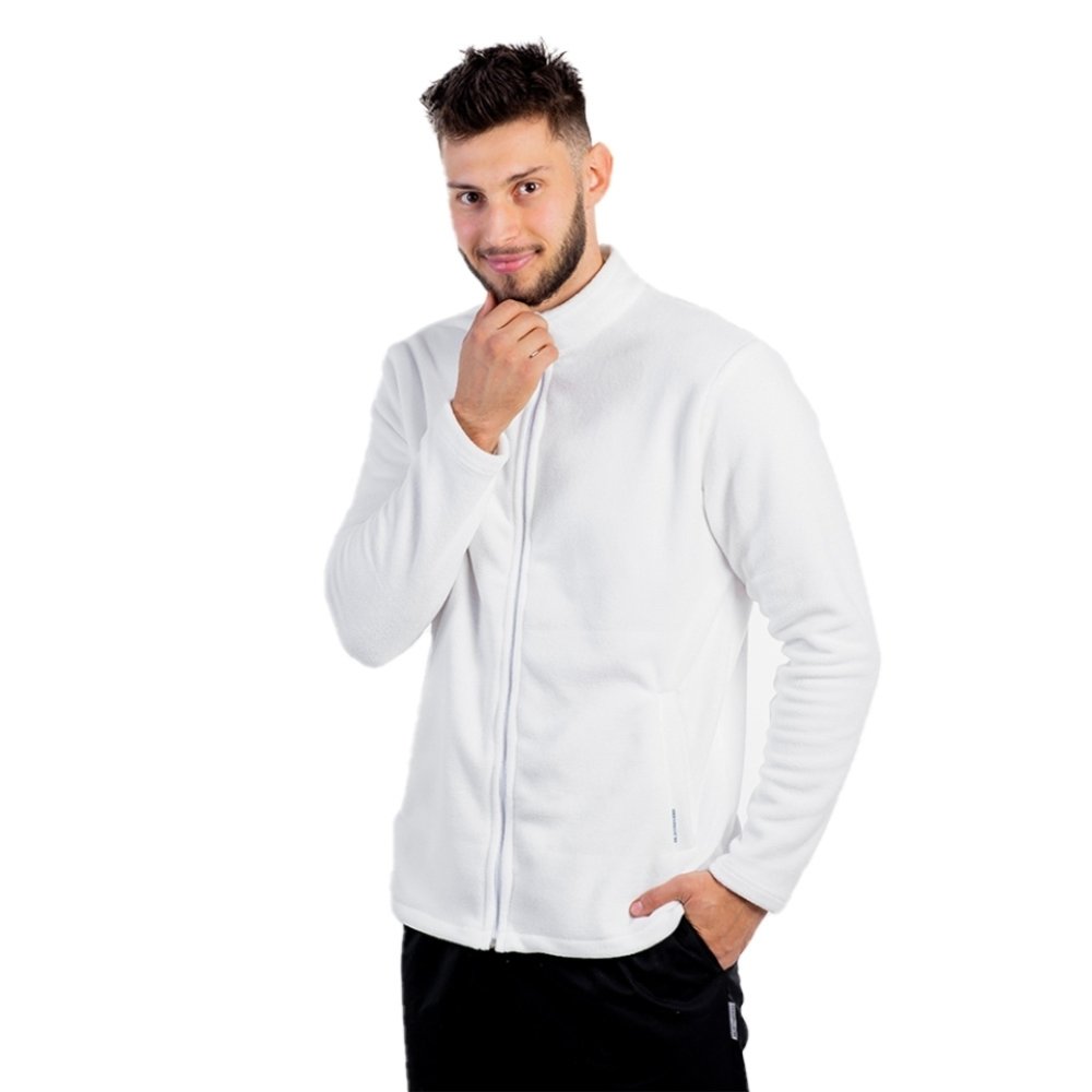 Bela polar medicinska jakna, unisex, z dvema žepoma