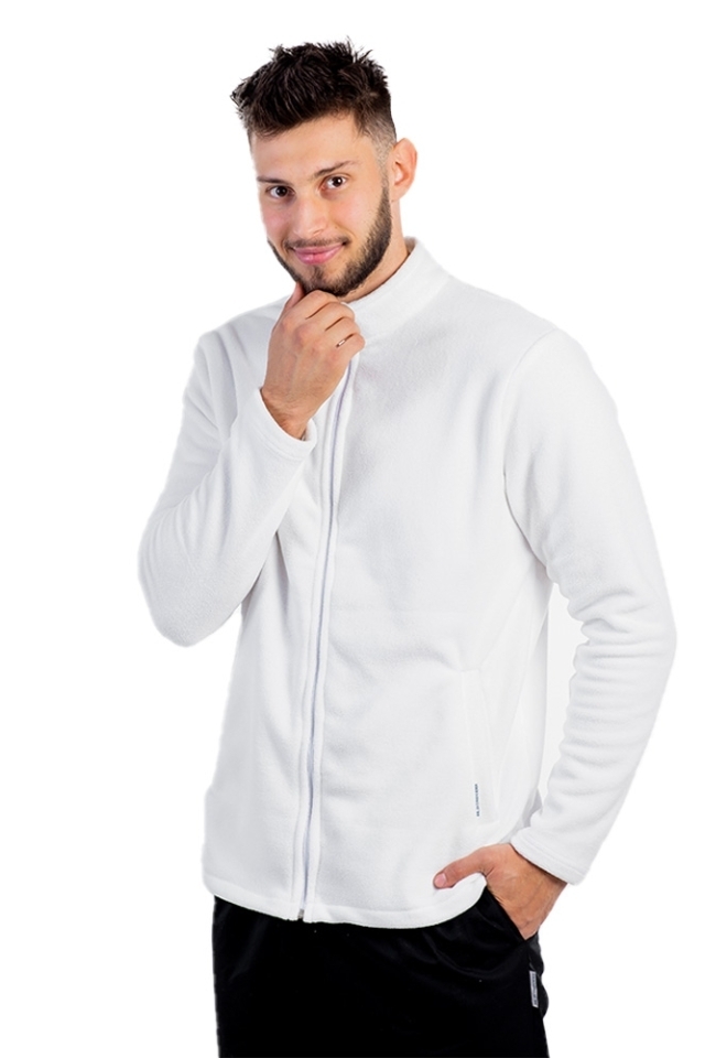 Bela polar medicinska jakna, unisex, z dvema žepoma