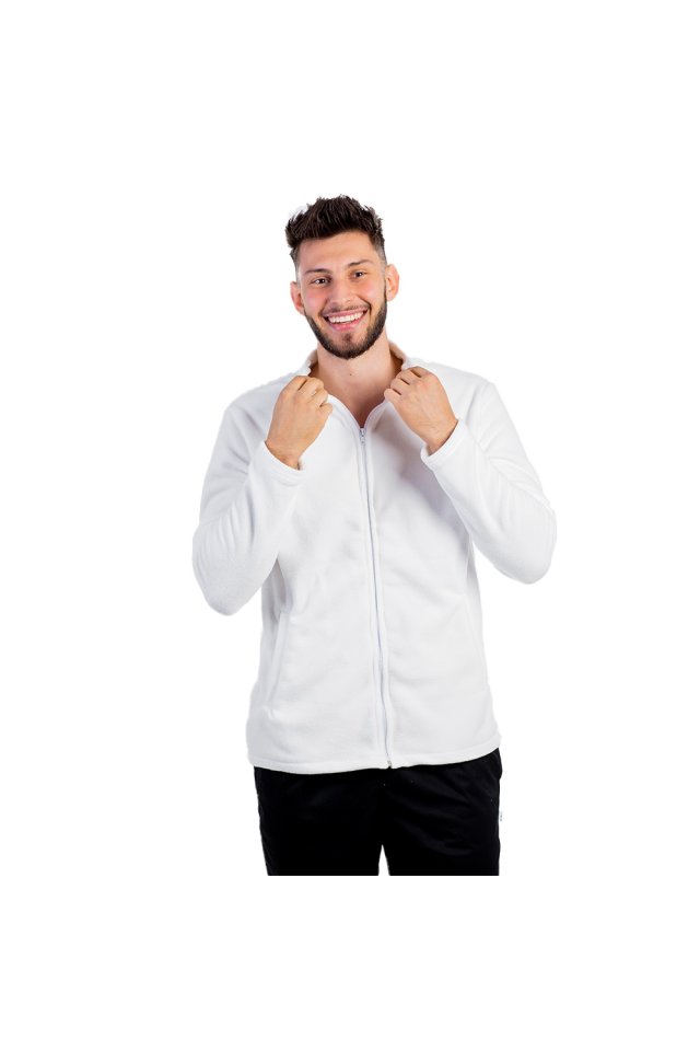 Bela polar medicinska jakna, unisex, z dvema žepoma
