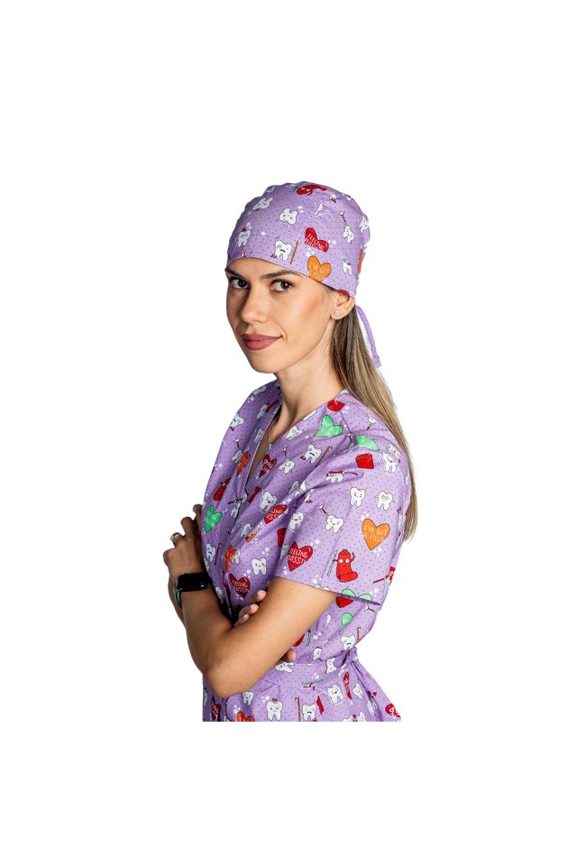 Kapa za zobe Lilac, uniseks, univerzalna velikost, z zapenjanjem na vrvico zadaj