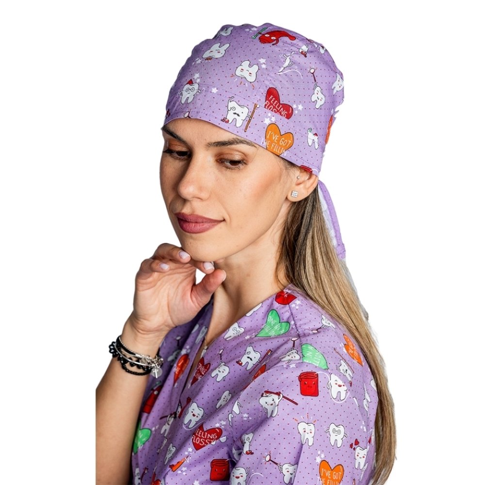 Kapa za zobe Lilac, uniseks, univerzalna velikost, z zapenjanjem na vrvico zadaj