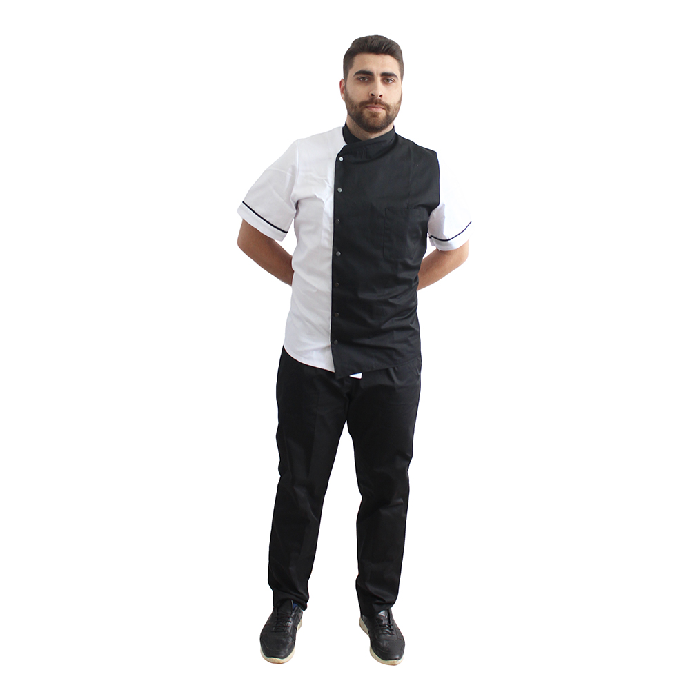 Bela in črna tunika kuharska uniforma