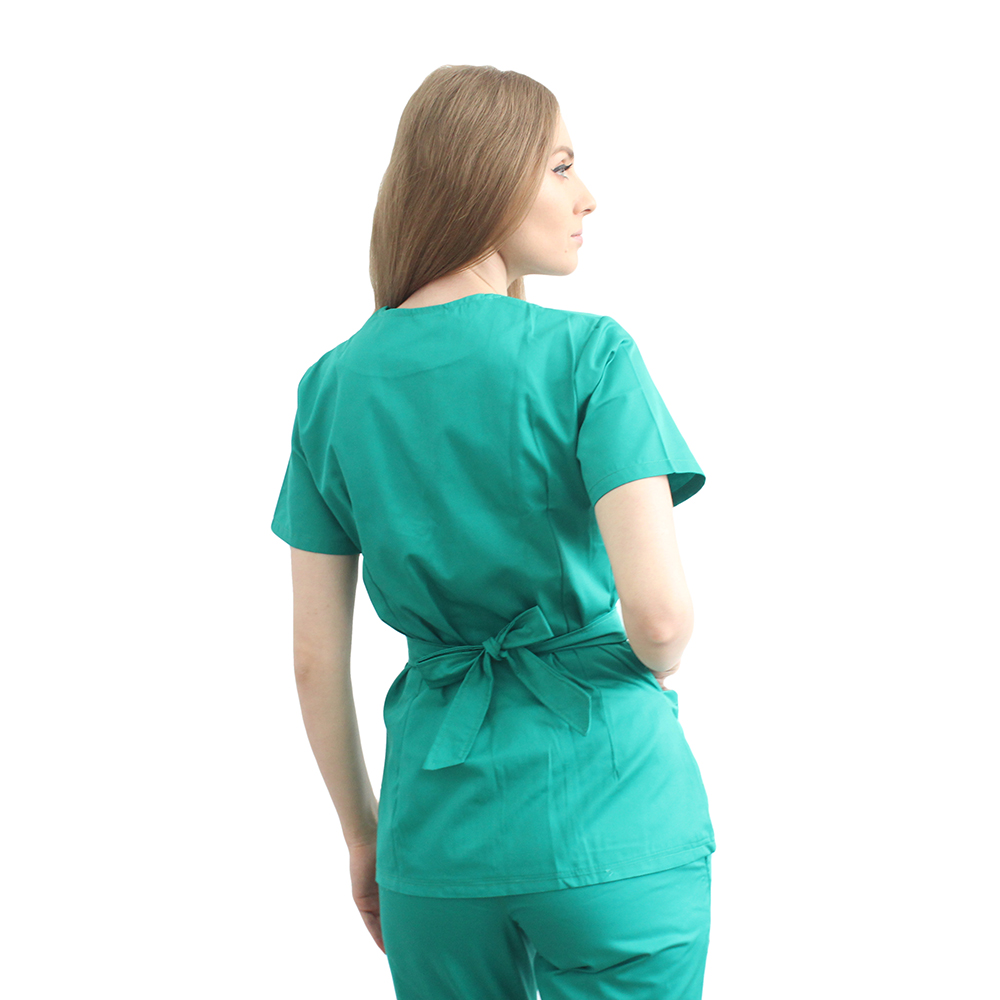 Kirurška zelena medicinska obleka, s kimono bluzo in elastičnimi hlačami