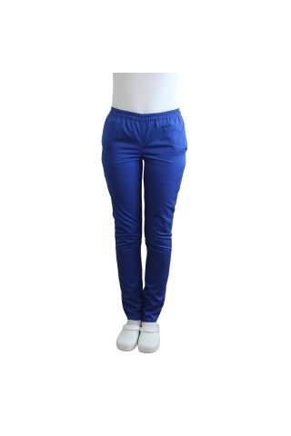 Modre medicinske hlače z elastiko in dvema stranskima žepoma