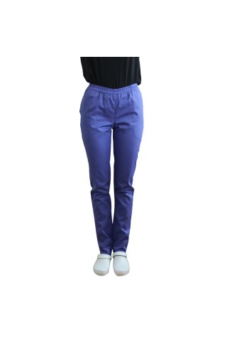 Vijolične medicinske hlače z elastiko in dvema stranskima žepoma