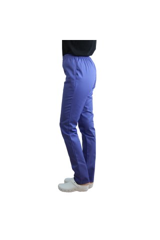 Vijolične medicinske hlače z elastiko in dvema stranskima žepoma