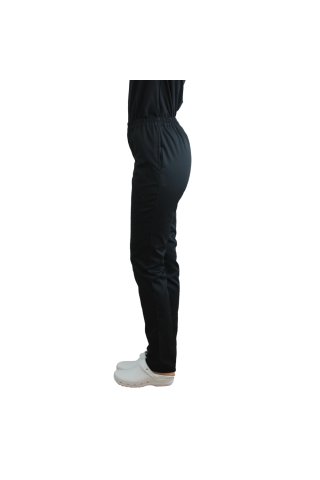 Črne medicinske hlače z elastiko in dvema stranskima žepoma