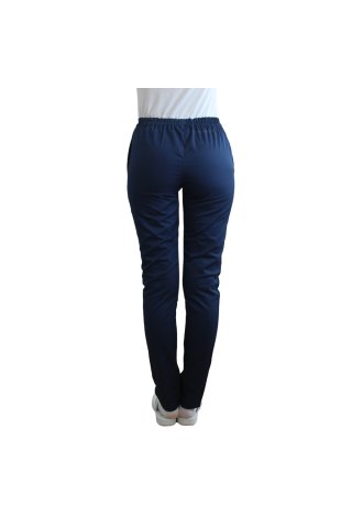 Mornarsko modre medicinske hlače z elastiko in dvema stranskima žepoma
