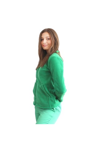 Medicinska jakna iz travnato zelenega flisa z dvema žepoma
