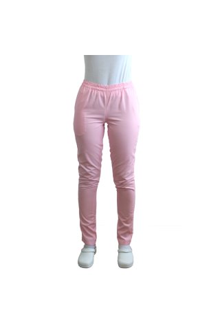 Svetlo roza medicinske hlače z elastiko in dvema stranskima žepoma